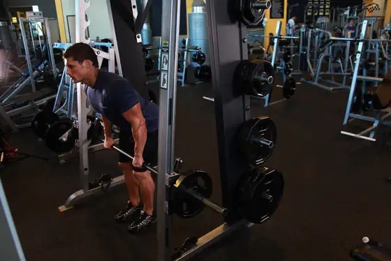 Smith Machine Bent Over Row — start position