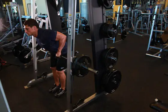Smith Machine Bent Over Row — end position