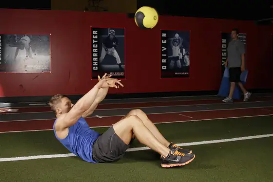 Supine Two-Arm Overhead Throw — end position