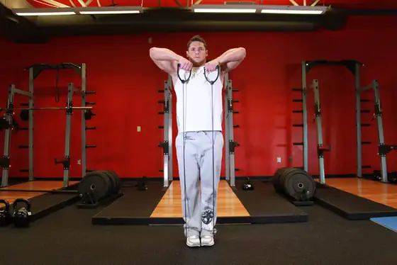 Upright Row - With Bands — end position